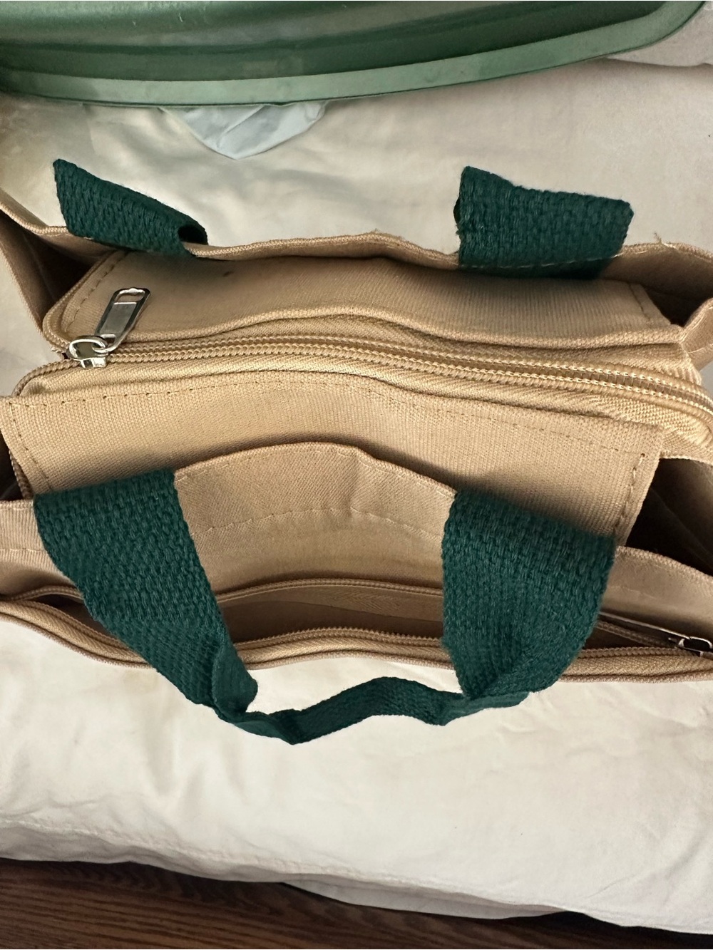 Starbucks Tan Messenger Bag with Dark Green Handles - Picture 3 of 7